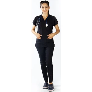 Uçak Medikal Siyah  U-Flex Likralı Cerrahi Takım M