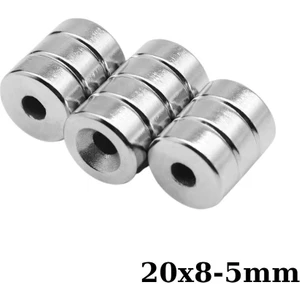 20X8-5MM Havşa Delikli Neodyum Güçlü Mıknatıs - Neodim Magnet