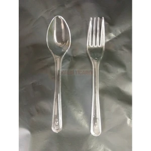 Kalbi Ticaret Plastik Çatal 100'lü + Plastik Kaşık 100'lü Set Eko Plastik Kaşık Çatal