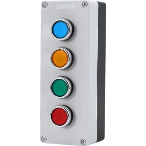 Dörtlü Push Buton Kutusu - Kırmızı / Yeşil / Sarı / Mavi
