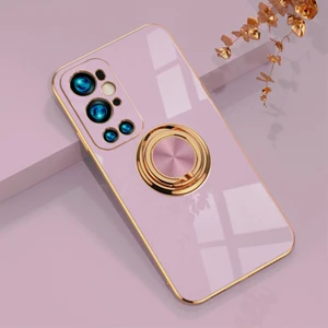 Shin-Wo Oneplus 9 Pro İçin Telefon Kılıfı Roating Ring Standlı Elektro Kaplama Tpu Kılıf (Yurt Dışından)