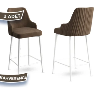 Concept Enox Serisi, Mutfak  Bar Sandalyesi,  Babyface Kumaş, Beyaz Metal Ayak, 2 Adet Sandalye