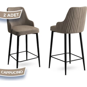 Concept Enox Serisi, Yemek Odası Bar Sandalyesi,  Babyface Kumaş, Siyah Metal Ayak , 2 Adet Sandalye