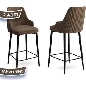 Concept Enox Serisi, Yemek Odası Bar Sandalyesi,  Babyface Kumaş, Siyah Metal Ayak , 2 Adet Sandalye