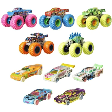 Hot Wheels Monster Trucks Karanlıkta Parlayan Araçlar Paketi, 3 yaş ve üzeri,