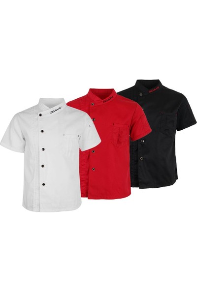 Codeen 2pcs Erkek Kadın Şef Ceket Ceket Pişirme Yemek Tekdüzen Giysiler Beyaz Xl Kırmızı Xl (Yurt Dışından)
