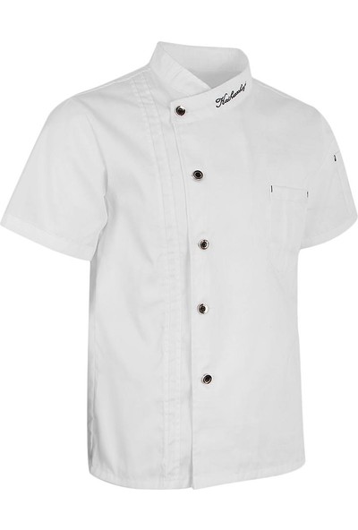 Codeen 2pcs Erkek Kadın Şef Ceket Ceket Pişirme Yemek Tekdüzen Giysiler Beyaz Xl Kırmızı Xl (Yurt Dışından)