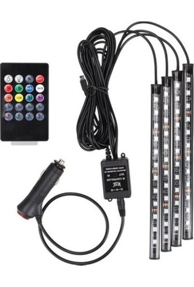 ENG Ayak Altı Led Kumandalı Araç Içi Aydınlatma 4 Lü Sese Duyarlı Renk Değiştirme Özellikli