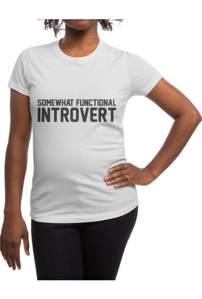 Somewhat Functional Introvert Beyaz Spor Tişört