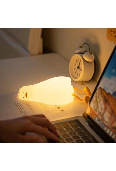Gece Işık Taşınabilir Dokunmatik Kontrol USB Şarj Karikatür Ördek Çocuk Başucu Lambası (Yurt Dışından)