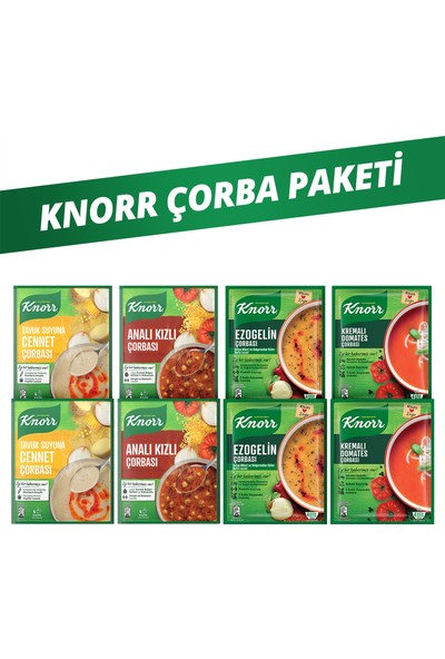 Knorr Hazır Çorba Cennet Corbası 76GX2 + Analı Kızlı 70GX2 + Ezogelin 74GX2 +Kr Domates 69GX2