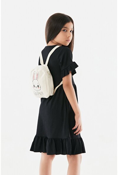 FullaModa Fırfırlı Çanta Aksesuarlı Kız Çocuk Elbise