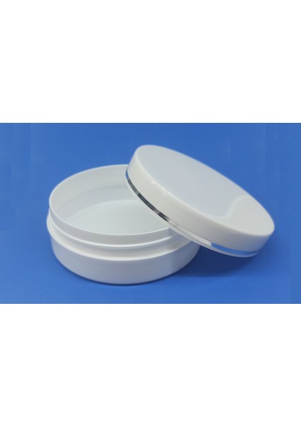 100 Adet 150 ml Yassı Beyaz Lüx Şeritli Boş Kozmetik - Pomat - Krem - Hobi Kutusu Plastik Krem Kavanozu Siyah - Beyaz Seçenekli fiyatları