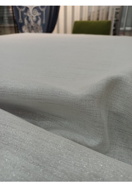 Keten Dokulu Masa Örtüsü Simli Gümüş