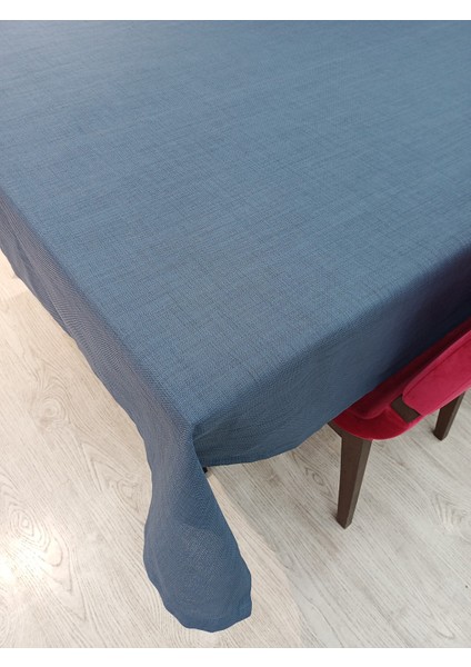 Keten Dokulu Masa Örtüsü Indigo Mavi 6 Peçete Tk modelleri