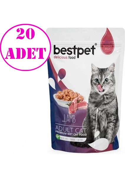 Pouch Jelly Kuzu Etli Kedi Yaş Maması 85 Gr 20 AD