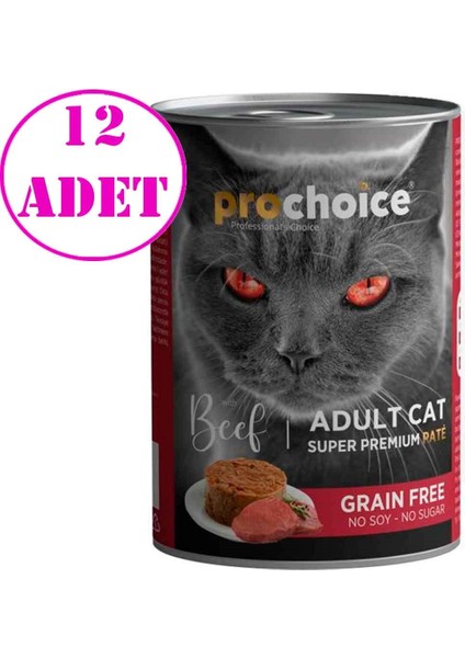 Sığır Etli Tahılsız Pate Yetişkin Kedi Konservesi 400 Gr 12 AD