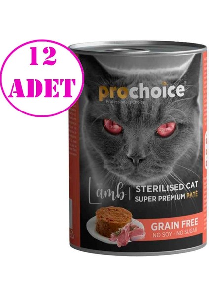 Kuzu Etli Tahılsız Pate Kısır Kedi Konservesi 400 Gr 12 AD