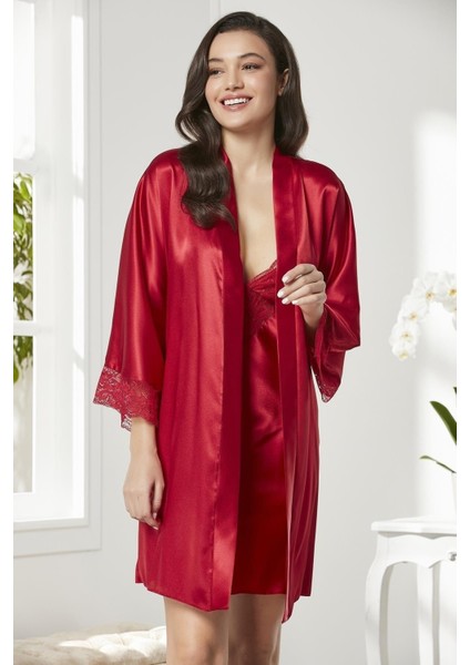 Saten Dantelli Gecelik ve Sabahlık Takımı - 4280 fiyatları