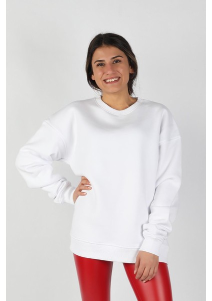 Kadın Sıfır Yaka Baskılı Sweatshirt modelleri