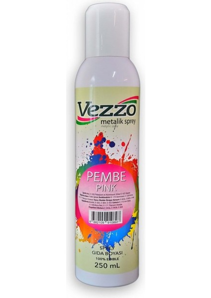 Metalik Yenilebilir Sprey Pembe 250 ml