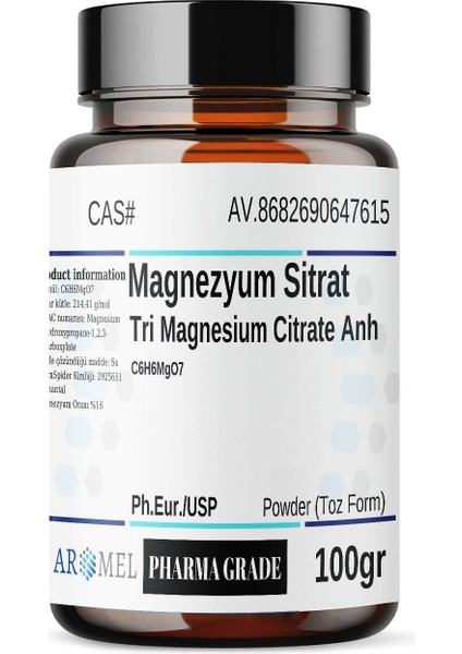 Magnezyum Sitrat - 100 gr - Tri Magnesium Citrate Anh