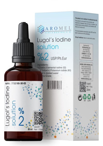 Aromel İyot Damlası %2 Lik - 30 ml - Damlalıklı Şişe - Lugol Çözeltisi %2 Lik