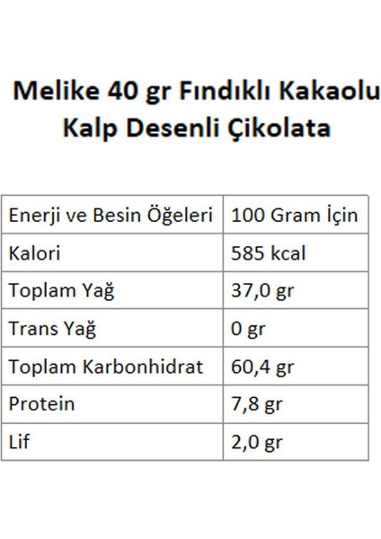 Fındıklı Kakaolu Kalp Desenli Çikolata 40 gr x 24 Adet