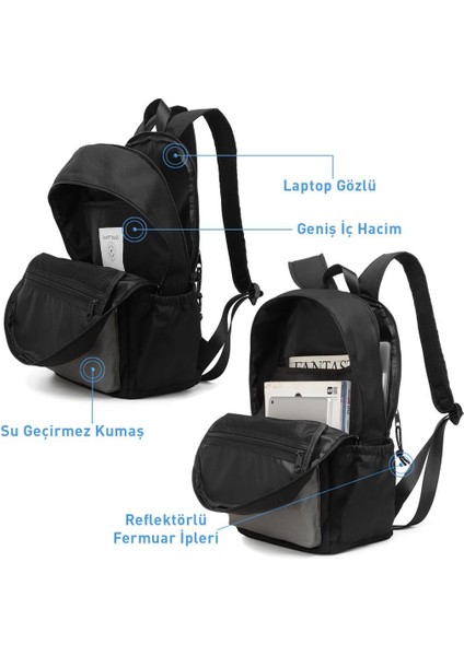 Smart Bags Sırt Çantası Okul Boyu Laptop Gözlü 3158