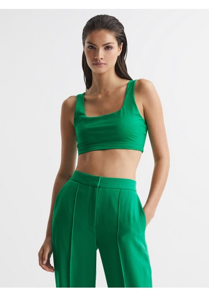 Kadın Yeşil Kalın Askılı Kısa Crop fiyatları
