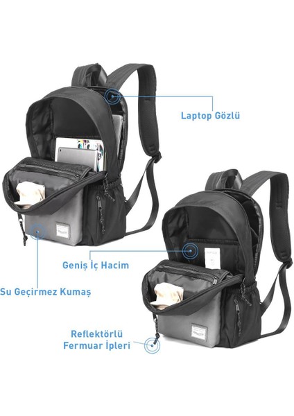 Smart Bags Sırt Çantası Okul Boyu Laptop Gözlü 3155