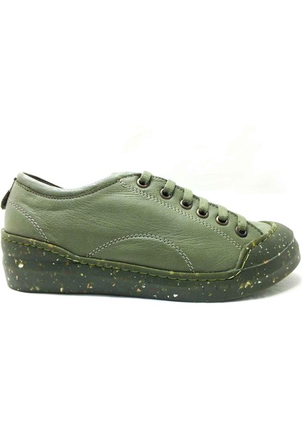 Hakiki Deri Kauçuk Tabanlı Ayakkabı Haki 96 1111