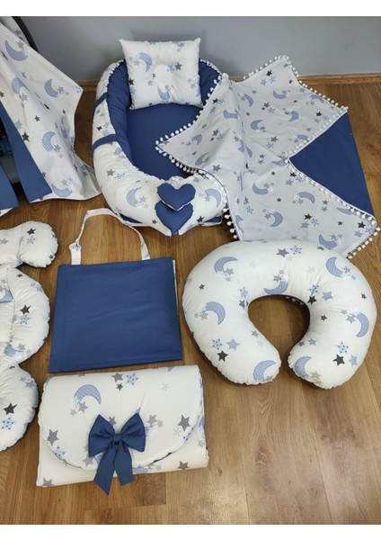 Babynest Sepeti Mavi Ayyıldız Desen ve Indigo Kombin Orijinal Babynest