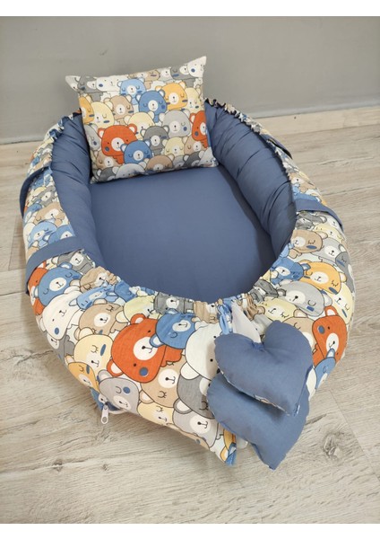 Babynest Sepeti Tatlı Ayıcıklar ve Indigo Mavi Kombin Orijinal Babynest