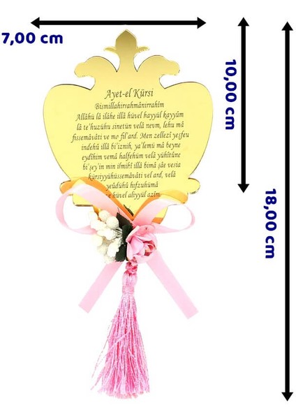 Ayna Pleksi Ayet-El Kürsi - Pembe Süslü - Magnet - Altın fiyatları