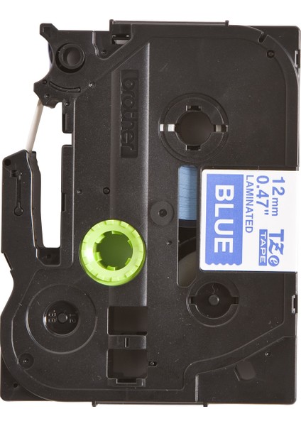 P-Touch TZE-535 Tze-Tape 12MM Mavi Üzerine Beyaz Laminasyonlu Etiket