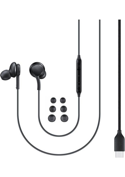 Huawei P40 Uyumlu Mikrofonlu Kulakiçi Type-C Kulaklık Siyah Renk