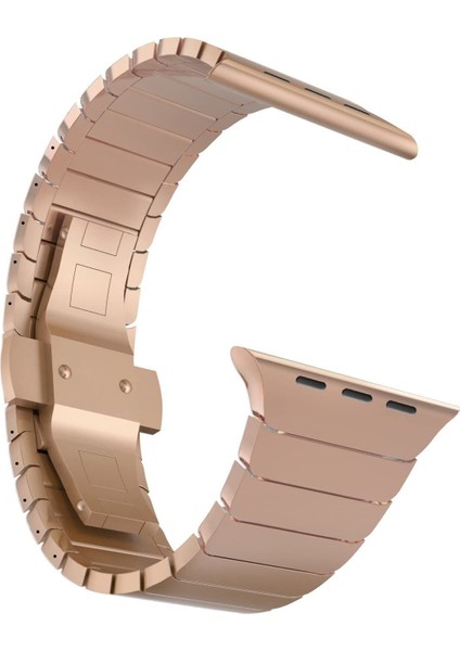 Apple Watch Ultra 49MM Uyumlu Metal Baklalı Stainless Paslanmaz Çelik Kordon Açılır Kapanır Tokalı Kızkaç