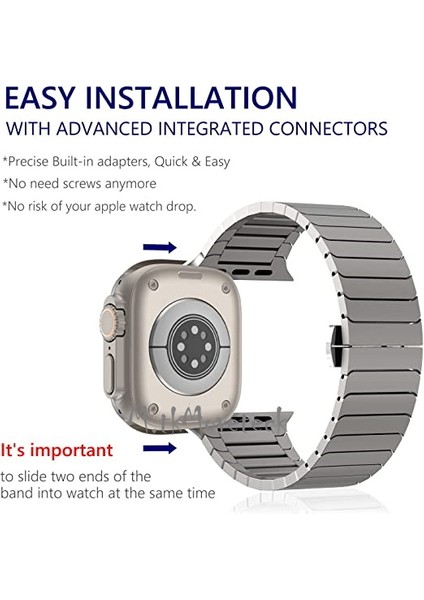 Apple Watch Ultra 49MM Uyumlu Metal Baklalı Stainless Paslanmaz Çelik Kordon Açılır Kapanır Tokalı Kızkaç modelleri