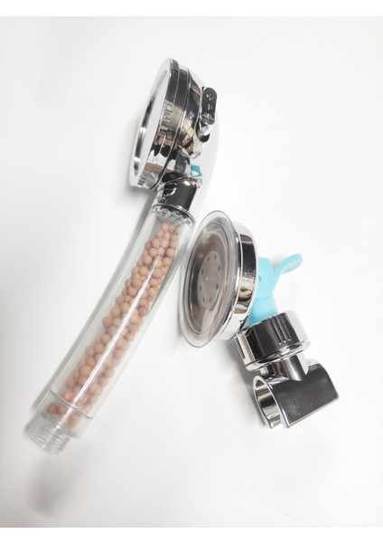 Fonksiyonlu Boncuklu Banyo Duş Başlığı ve Vakum Mafsal