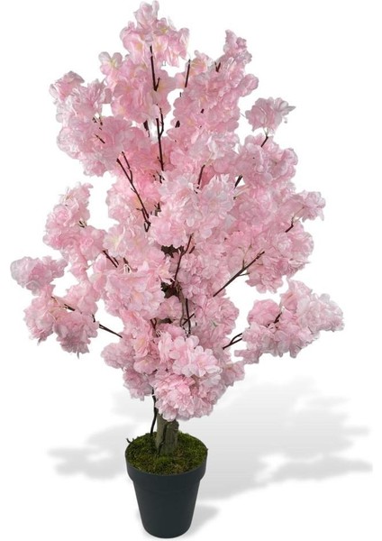 Yapay Ağaç Bahardalı Ağacı Pembe Japon Kiraz Çiçeği Sakura Çiçeği 80CM Siyah Plastik Saksılı