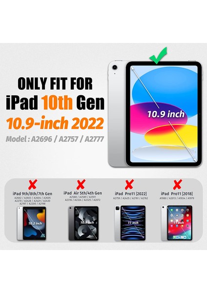 MTK Moveteck Apple iPad 10. Nesil 10.9 Inç 2022 Tablet Kılıfı Ofis Tip Kalem Bölmeli Kademeli Stand Pu Deri Manyetik Mod