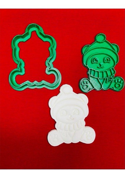 Yıl Baş, Noel Ayısı Kurabiye Kalıbı ve Hamur Şekillendirici Premium 10 cm