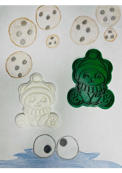 Yıl Baş, Noel Ayısı Kurabiye Kalıbı ve Hamur Şekillendirici Premium 10 cm modelleri