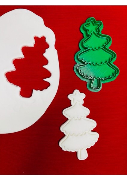 Yıl Başı Çam Ağaç Kurabiye Kalıbı ve Hamur Şekillendirici PREMİUM10 cm