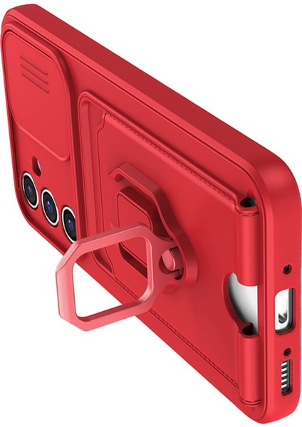 Samsung Galaxy A14 Kılıf Ipli Lens Sürgülü Yüzüklü Kartvizitli Silikon Zuma modelleri