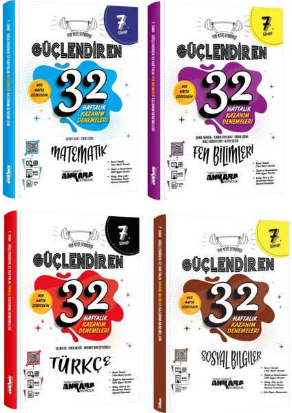 7.Sınıf Matematik + Türkçe + Fen + Sosyal Güçlendiren 32 Haftalık Deneme Seti 2023