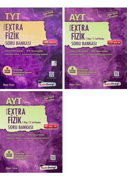 TYT AYT Fizik Extra 1 ve 2. Kitap Soru Bankası Seti 3 Kitap 2023