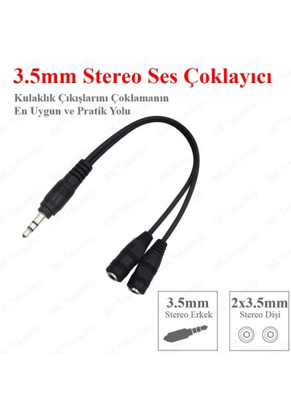 3.5mm Stereo Kulaklık Ses Çoklayıcı Y Kablo