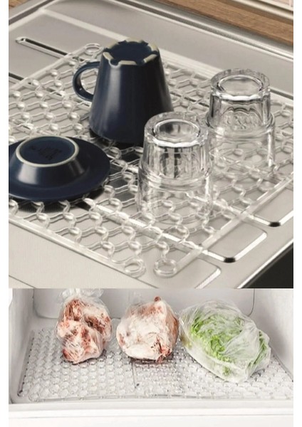 Lavabo ve Buzluk Matı Lavabo Halısı 32 cm x 32 cm Şeffaf Mat